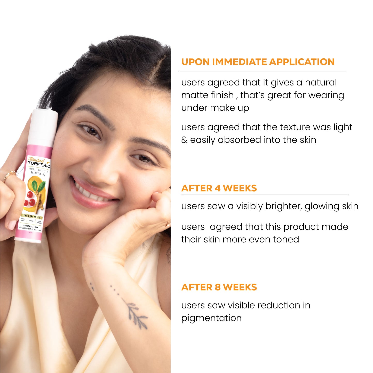 Invisible brightening sunscreen