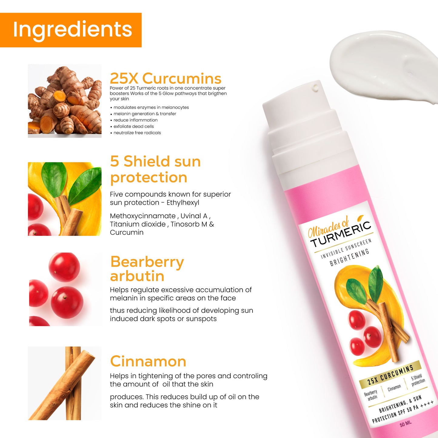 Invisible brightening sunscreen